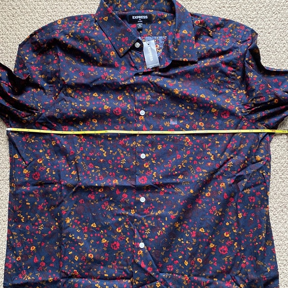 NWT Express mens floral long sleeve button down - Picture 6 of 7